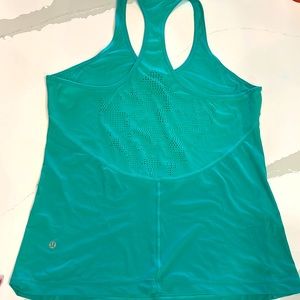 Lululemon turquoise, laser cut quick dry tank